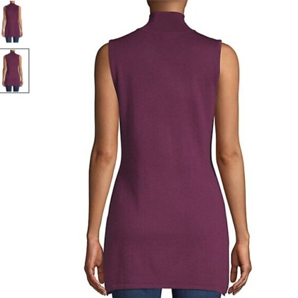 Lord & Taylor Sleeveless Merino Wool Tunic Sweater - Picture 2 of 7